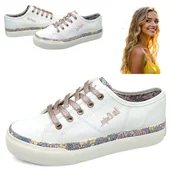 Trampki damskie - Trampki Damskie Sportowe Lee Cooper Białe na Platformie Wiosenne Wygodne 39 - miniaturka - grafika 1