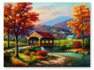 Zabawki kreatywne - Haft Diamentowy, Obraz, Mozaika Diamentowa Diamond Painting, Jesienny Krajobraz 40X30Cm - miniaturka - grafika 1