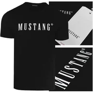 Koszulki męskie - Mustang Koszulka Męska T-shirt Bawełniana 4222 Czarna Rozmiar XL - miniaturka - grafika 1