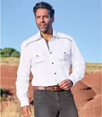 Koszule męskie - Biała koszula Country Mężczyzna Atlas For Men - Kolor : Biały - Rozmiar : 4XL - miniaturka - grafika 1