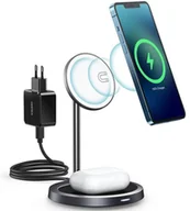 Ładowarki do telefonów - Choetech Choetech 2w1 uchwyt magnetyczny bezprzewodowa ładowarka Qi do Magsafe 15 W szary (T575-F) T575-F - miniaturka - grafika 1