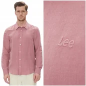 Koszule damskie - Lee PATCH SHIRT Garment Dye Mauve lniana pastelowa koszula małe logo M - LEE - miniaturka - grafika 1