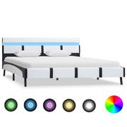 Łóżka - Rama łóżka biała, bez materaca, LED, 140x200 - miniaturka - grafika 1
