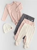 Komplety dla niemowląt - Reserved - Spodnie ze stopkami 3 pack - ciemnoszary - miniaturka - grafika 1