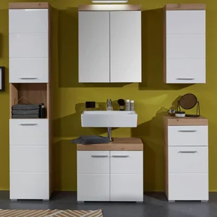 trendteam smart living Amanda, szafka wisząca, 37 x 77 x 23 cm, dąb sękaty / biały, wysoki połysk, z dużą ilością miejsca do przechowywania - Szafki kuchenne - miniaturka - grafika 1