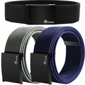 Paski - REVERSE Zestaw paski PARCIANE do spodni 3w1 męski pasek kolory 95 cm - miniaturka - grafika 1