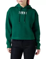 Bluzy damskie - Tommy Hilfiger Damska bluza Tjw Rlxd Essential Logo 2 z kapturem ciężkie dzianiny, ciemnozielona murawa, XL, Ciemna zieleń, XL - miniaturka - grafika 1