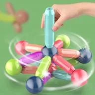 Klocki - KLOCKI MAGNETYCZNE KONSTRUKCYJNE 64 ELEMENTY MEGA DUŻY ZESTAW EDUKACYJNE - miniaturka - grafika 1