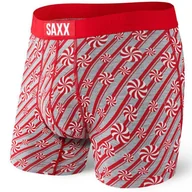 Majtki męskie - Bokserki męskie szybkoschnące SAXX VIBE Boxer Brief cukierki - czerwone - miniaturka - grafika 1