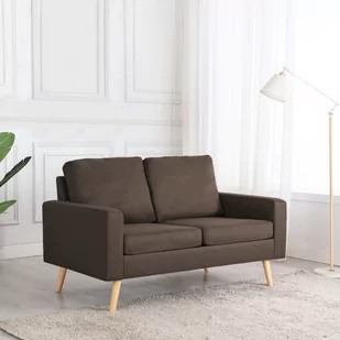 vidaXL 2-osobowa sofa, brązowa, tapicerowana tkaniną - Sofy i kanapy - miniaturka - grafika 1