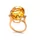 Złoty pierścionek próby 0,585 z cytrynem 21,80 ct i 2 brylantami 0,32 ct