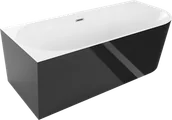 Wanny - Mexen Mia wanna wolnostojąca narożna lewa 150 x 75 cm, biała/czarna, przelew chrom - 52691507575L-01 - miniaturka - grafika 1