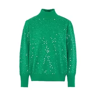 Koszulki i topy damskie - Nascita Damski cienki top z dzianiny ze stójką i cekinami poliester zielony, rozmiar XL/XXL, zielony, XL - miniaturka - grafika 1