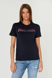 JUST CAVALLI Czarny t-shirt R LOGO CRYSTAL - Just Cavalli - Koszulki i topy damskie - miniaturka - grafika 1