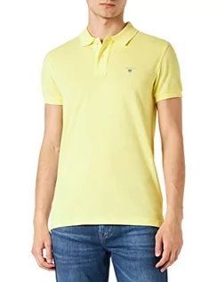 Koszulki męskie - GANT Pique Ss Rugger męska koszulka polo, przezroczysty żółty, 3XL - grafika 1