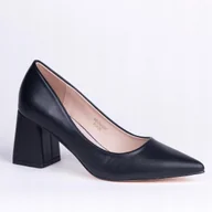 Czółenka - Czółenka damskie GOODIN GD-DO-223 skóra klasyczne aplikacja czarne 38 - miniaturka - grafika 1