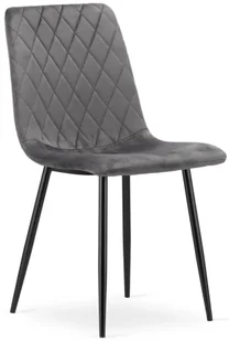 Ciemnoszare metalowe pikowane krzesło welurowe N5-W67 - Krzesła - miniaturka - grafika 1
