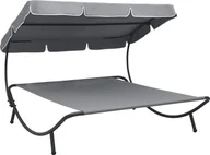 Leżaki ogrodowe - Elior Duży dwuosobowy szary leżak do ogrodu z baldachimem - Martes - miniaturka - grafika 1