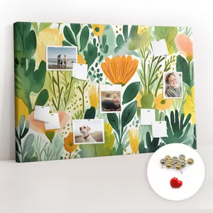 Organizer na ścianę XXL, Tablica Korkowa 120x80 cm - Akwarela kwiaty + Pinezki - Tablice i flipcharty - miniaturka - grafika 1
