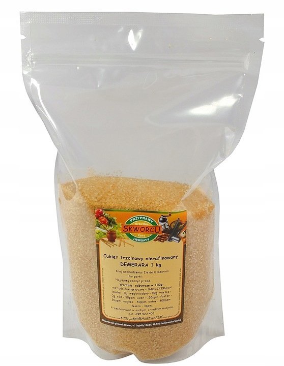 Cukier TRZCINOWY nierafinowany Mauritius 1 kg DUŻY