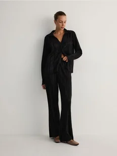 Reserved - Plisowane spodnie wide leg - czarny - Spodnie damskie - miniaturka - grafika 1