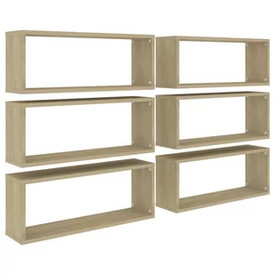 VidaXL Lumarko Półki ścienne kostki, 6 szt., dąb sonoma, 60x15x23 cm, płyta - Półki do salonu - miniaturka - grafika 1