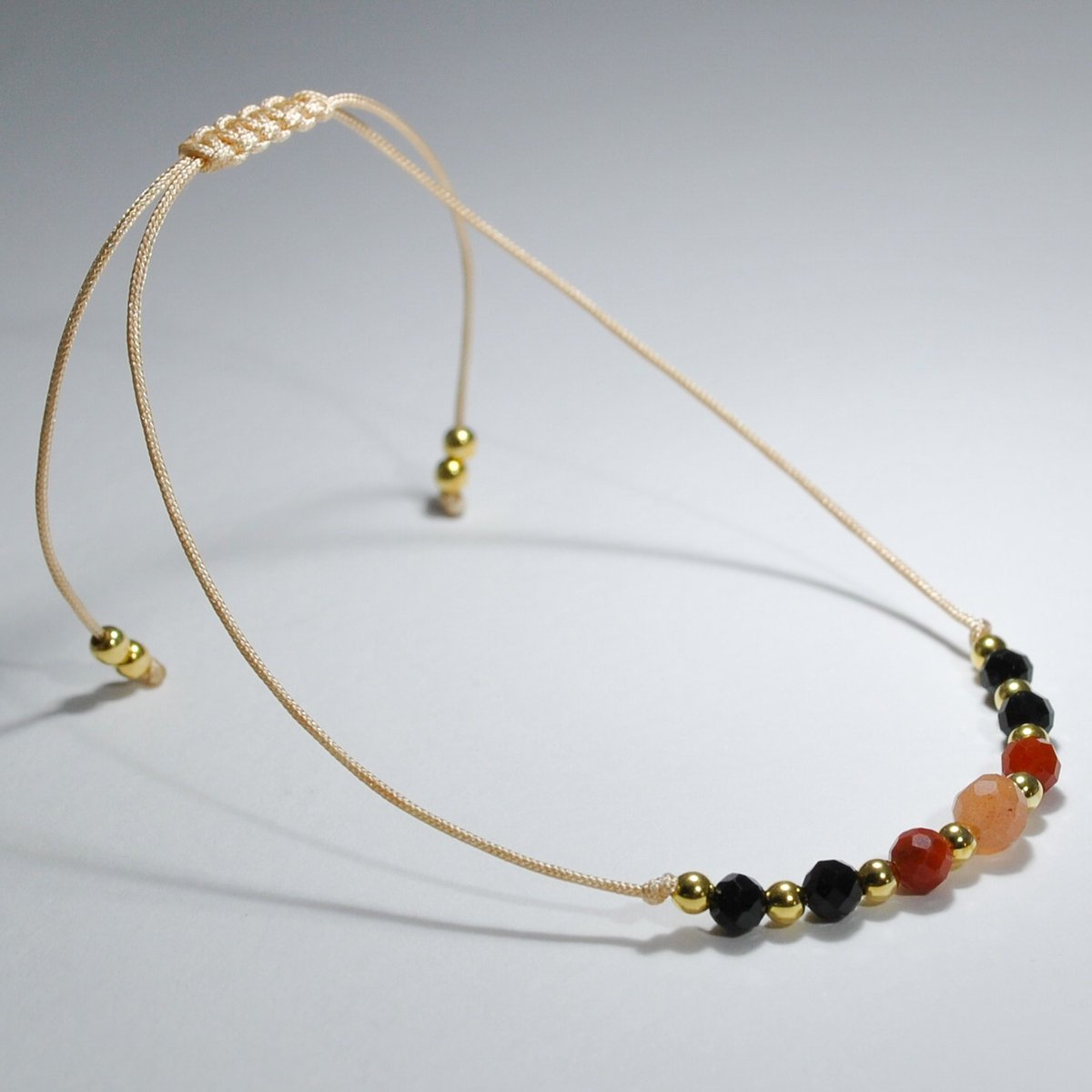 Bransoletka z Kamieni Naturalnych KiANU Kamień Słoneczny Jaspis Czerwony Turmalin Onyks Srebro 925