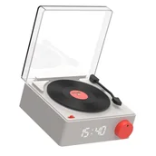 Głośniki przenośne - Mob Głośnik z budzikiem - gramofon Szary - miniaturka - grafika 1