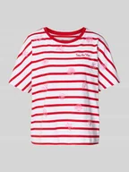 Koszulki i topy damskie - T-shirt z okrągłym dekoltem i haftami - miniaturka - grafika 1