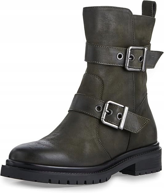 TAMARIS KHAKI BOTKI Z SKÓRY NATURALNEJ Z KLAMRAMI 37 6cA