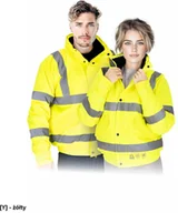 Odzież robocza - Kurtka ochronna ocieplana kaptur stały pasy odblaskowe wodoodporna plamoodporna dwustronny zamek błyskawiczny stójka 100% poliester FULSON 4XL - miniaturka - grafika 1