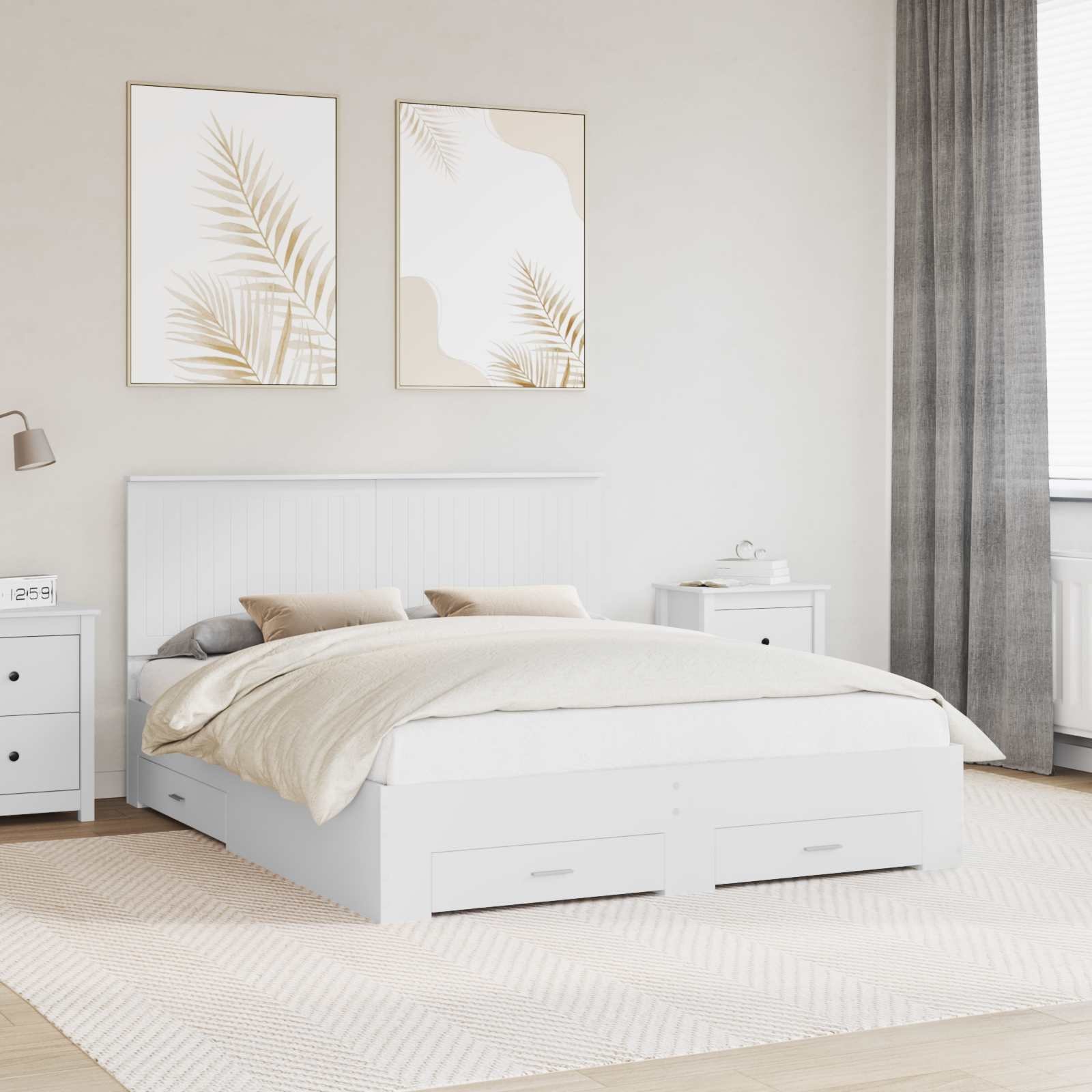 vidaXL Ramka łóżka Biały 160 x 200 cm Materiał drewnopochodny