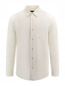Koszule męskie - Guess Ecru Koszula Elegancka z Długim Rękawem z Mikrowzorem XL Gna - miniaturka - grafika 1
