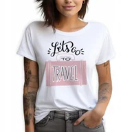Zestawy upominkowe - Koszulka Damska Biała T-Shirt roz.XS Walizka Wycieczka Podróż Wiele Wzorów - miniaturka - grafika 1