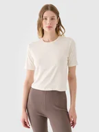 Koszulki i topy damskie - 4F T-shirt slim gładki damski - biały XS - miniaturka - grafika 1