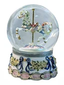 Ozdoby bożonarodzeniowe - CUDOWNA ŚNIEŻNA KULA Z KONIKIEM I POZYTYWKĄ NA PREZENT ŚWIĄTECZNY - miniaturka - grafika 1
