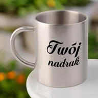 Kubki - Srebrny kubek ze stali nierdzewnej z Twoim nadrukiem - 450 ml - miniaturka - grafika 1