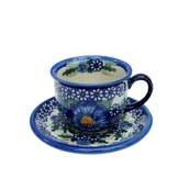 Filiżanki - Ceramiczna filiżanka ze spodkiem Ceramika Bolesławiec - miniaturka - grafika 1