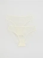 Majtki damskie - Reserved - Siateczkowe majtki figi 2 pack - złamana biel - miniaturka - grafika 1