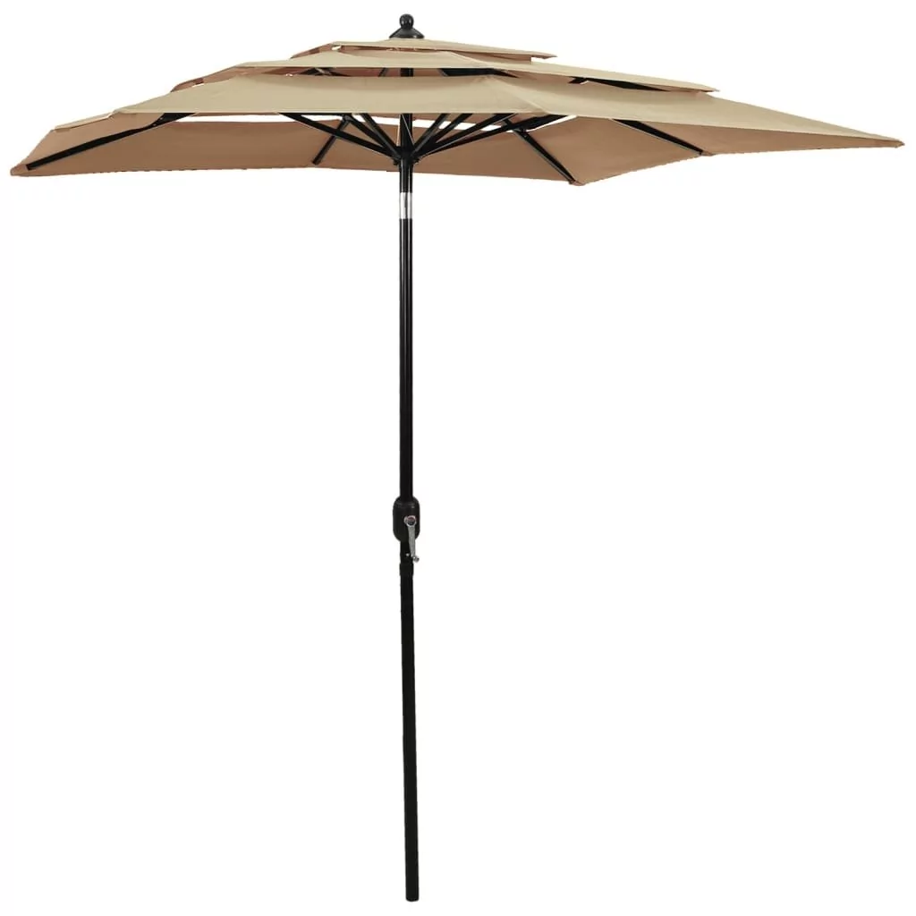 vidaXL Lumarko 3-poziomowy parasol na aluminiowym słupku, kolor taupe, 2x2 m! 313847