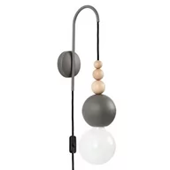 Lampy ścienne - Lampa ścienna Loft Bala ciemnoszary strukturalny kinkiet z czarną wtyczką i włącznikiem KOLOROWE KABLE - miniaturka - grafika 1