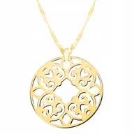 Naszyjniki - Złoty Naszyjnik 925 z Blaszką Ażurowa Rozetka Koło Kółko Okrągła Rozeta - miniaturka - grafika 1