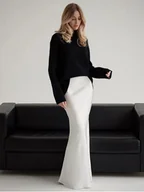 Spódnice - Satynowa elegancka spódnica maxi - Biały - miniaturka - grafika 1