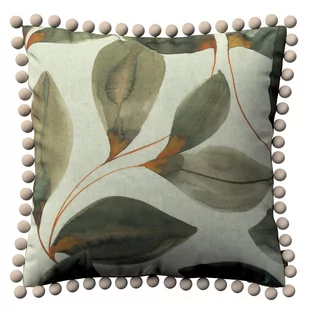 Dekoria Poszewka Wera na poduszkę brązowo-pomarańczowe liście na szarym lnianym tle 45 × 45 cm Abigail 150-143-17 - Poszewki na poduszki - miniaturka - grafika 1