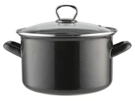 Garnki - Garnek emaliowany na gaz i indukcję Emalia Polska Pleszew Marigold z pokrywką ciemnoszary 16 cm 2 l - miniaturka - grafika 1
