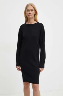 Armani Exchange sukienka z domieszką wełny kolor czarny mini dopasowana 6DYA1J YME3Z - Sukienki - miniaturka - grafika 1