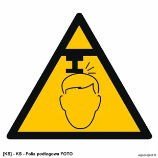 SIGNPROJECT GE025 - Ostrzeżenie przed niebezpieczeństwem urazu głowy 500x500 - Tablice BHP - miniaturka - grafika 1