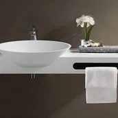 Umywalki - Umywalka wisząca z litą powierzchnią z wieszakiem na ręczniki – Biała – Szer. 100 x Głęb. 54 x Wys. 20 cm – YUMIKO - miniaturka - grafika 1