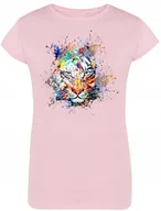 Koszulki i topy damskie - Tygrys Kolorowy Damski Modny T-shirt Nadruk R.XXL - miniaturka - grafika 1