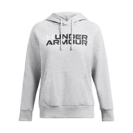 Bluzy damskie - Damska Bluza UNDER ARMOUR RIVAL FLEECE WORDMARK HOODIE 1386512-011 – Szary - miniaturka - grafika 1